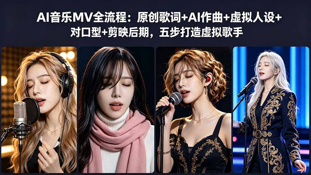 AI音乐MV全流程:原创歌词+AI作曲+虚拟人设+对口型+剪映后期,五步打造虚拟歌手-蜗牛学社