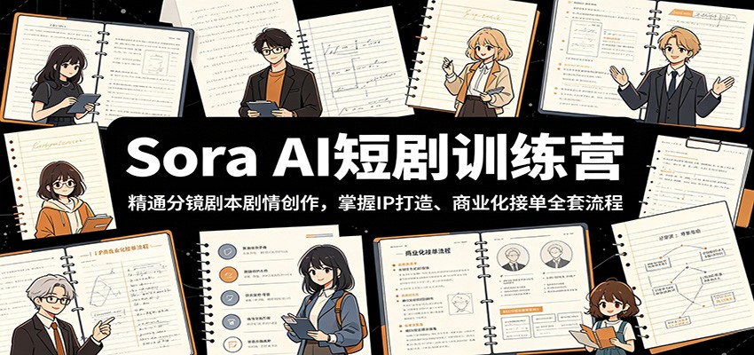 Sora AI短剧训练营:精通分镜剧本剧情创作,掌握IP打造、商业化接单全套流程-蜗牛学社