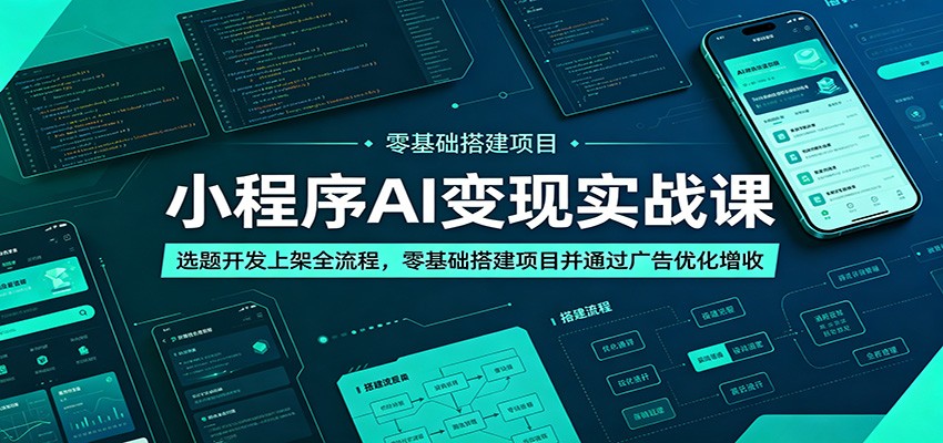 小程序AI变现实战课:选题开发上架全流程,零基础搭建项目并通过广告优化增收-蜗牛学社