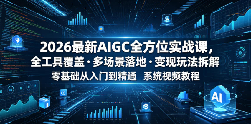 2026最新AIGC全方位实战课，全工具覆盖・多场景落地・变现玩法拆解，零基础从入门到精通系统视频教程-蜗牛学社
