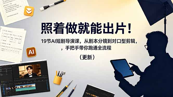 照着做就能出片!19节AI短剧导演课,从剧本分镜到对口型剪辑,手把手带你跑通全流程(更新-蜗牛学社