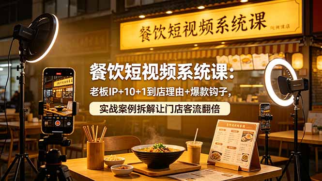 餐饮短视频系统课:老板IP+10+1到店理由+爆款钩子,实战案例拆解让门店客流翻倍-蜗牛学社