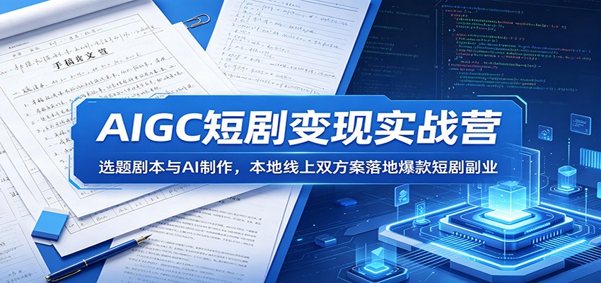 AIGC短剧变现实战营：选题剧本与AI制作，本地线上双方案落地爆款短剧副业-蜗牛学社