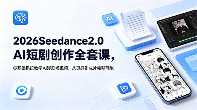 2026Seedance2.0AI短剧创作全套课,零基础系统教学AI漫剧短视频,从灵感到成片完整落地-蜗牛学社