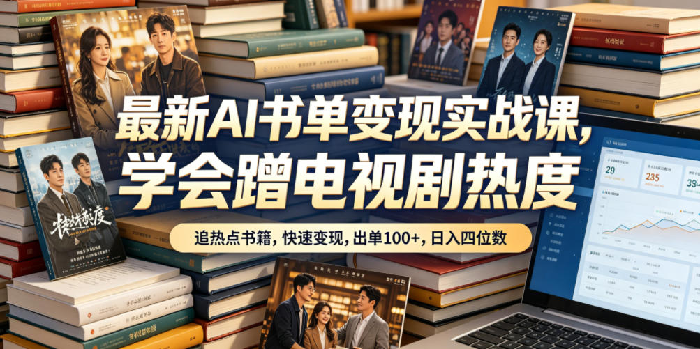 最新AI书单变现实战课,学会蹭电视剧热度,追热点书籍,快速变现,出单100+,日入四位数-蜗牛学社