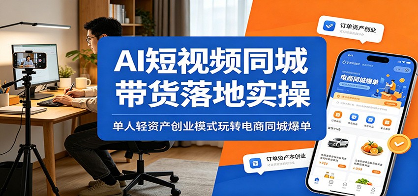 AI短视频同城带货落地实操：单人轻资产创业模式玩转电商同城爆单-蜗牛学社