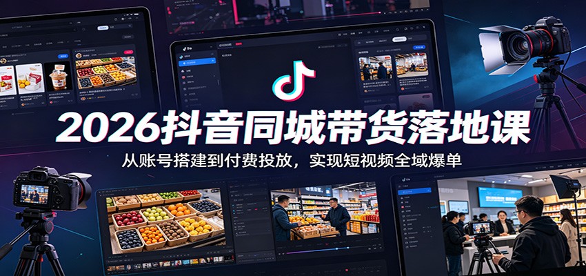 2026抖音同城带货落地课:从账号搭建到付费投放,实现短视频全域爆单-蜗牛学社