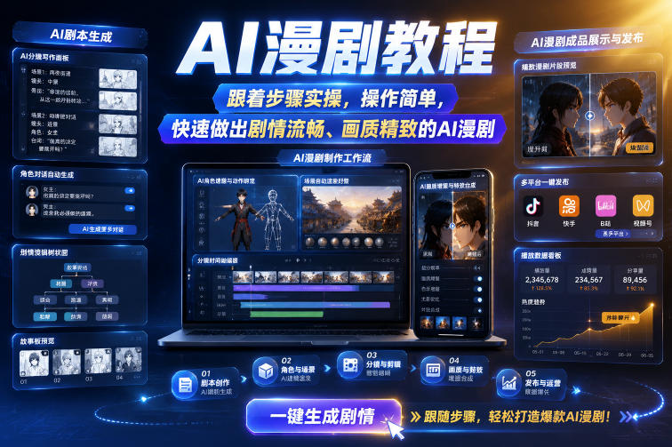 AI漫剧教程,跟着步骤实操,操作简单,快速做出剧情流畅、画质精致的AI漫剧-蜗牛学社