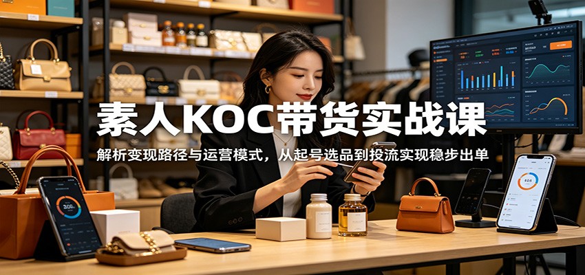 素人KOC带货实战课:解析变现路径与运营模式,从起号选品到投流实现稳步出单-蜗牛学社