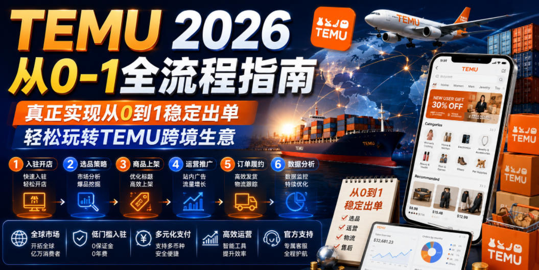 TEMU 2026从0-1全流程指南，真正实现从0到1稳定出单，轻松玩转TEMU跨境生意-蜗牛学社