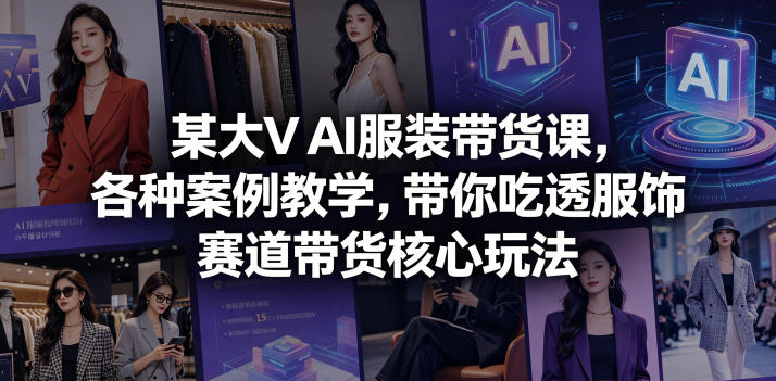 某大V AI服装带货课,各种案例教学,带你吃透服饰赛道带货核心玩法-蜗牛学社