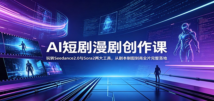 AI短剧漫剧创作课:玩转Seedance2.0与 Sora2两大工具,从剧本制图到商业片完整落地-蜗牛学社