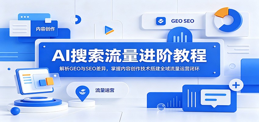 AI搜索流量进阶教程:解析GEO与SEO差异,掌握内容创作技术搭建全域流量运营闭环-蜗牛学社