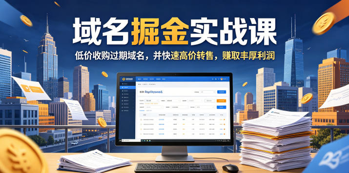 域名交易掘金实战课,低价收购过期域名,并快速高价转售,賺取丰厚利润【原创双语字幕】-蜗牛学社