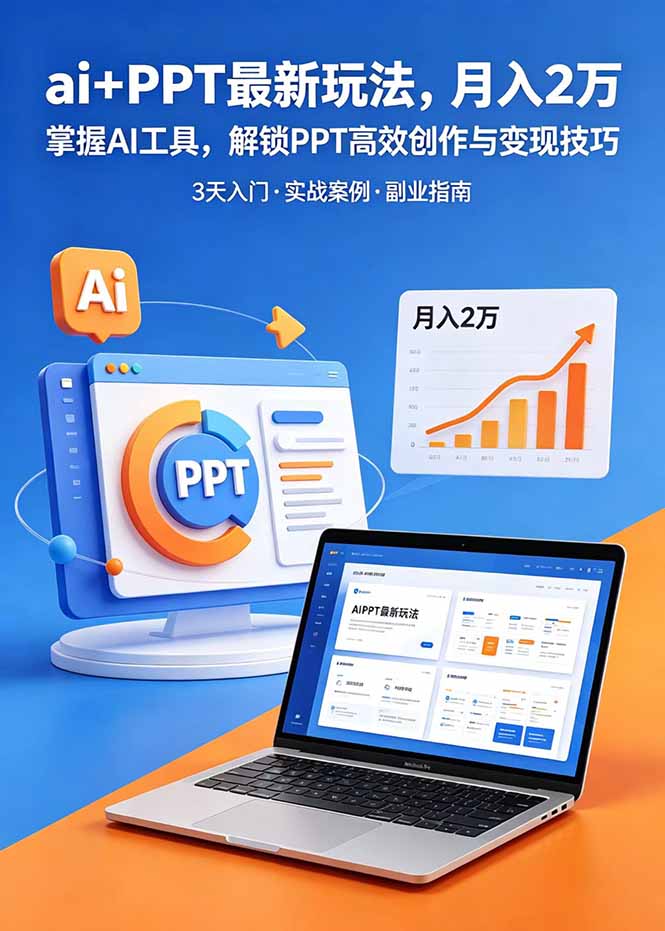 ai+PPT最新玩法,月入2万掌握AI工具,解锁PPT高效创作与变现技巧3天入门,实战案例·副业指南-蜗牛学社