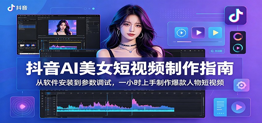 抖音AI美女短视频制作指南:从软件安装到参数调试,一小时上手制作爆款人物短视频-蜗牛学社