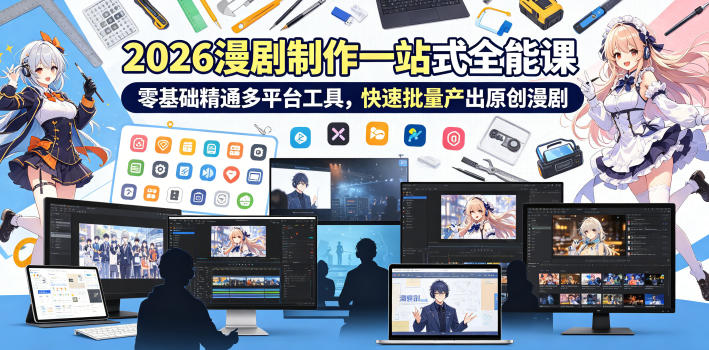 2026 AI漫剧制作一站式全能课,零基础精通多平台工具,快速批量产出原创漫剧-蜗牛学社