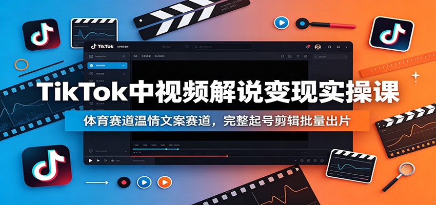 TikTok中视频解说变现实操课：体育赛道温情文案赛道，完整起号剪辑批量出片-蜗牛学社
