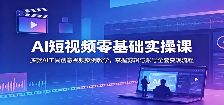 AI短视频零基础实操课:多款AI工具创意视频案例教学,掌握剪辑与账号全套变现流程-蜗牛学社