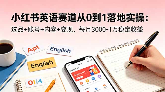 小红书英语赛道从0到1落地实操:选品+账号+内容+变现,每月3000-1万稳定收益-蜗牛学社