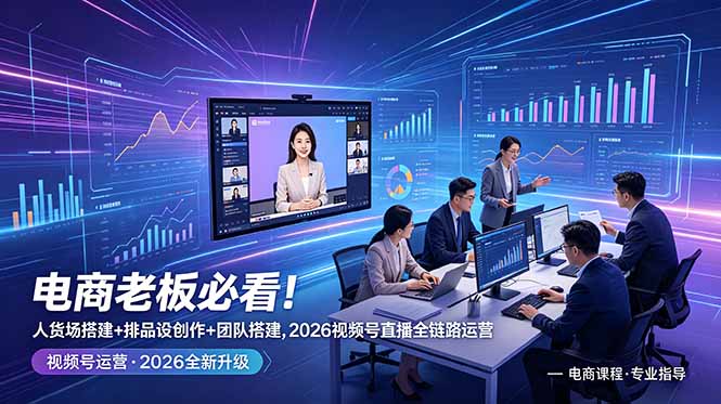 电商老板必看！人货场搭建+排品设计+素材创作+团队搭建，2026视频号直播全链路运营-蜗牛学社