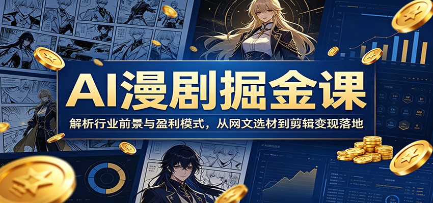 AI漫剧掘金课：解析行业前景与盈利模式，从网文选材到剪辑变现落地-蜗牛学社