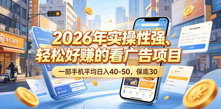 2026年实操性强、轻松好賺的看广告项目,一部手机平均日入40-50,保底30米【揭秘】-蜗牛学社