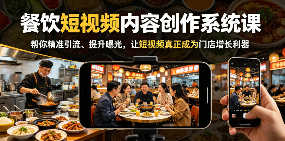 餐饮短视频内容创作系统课,帮你精准引流、提升曝光,让短视频真正成为门店增长利器-蜗牛学社