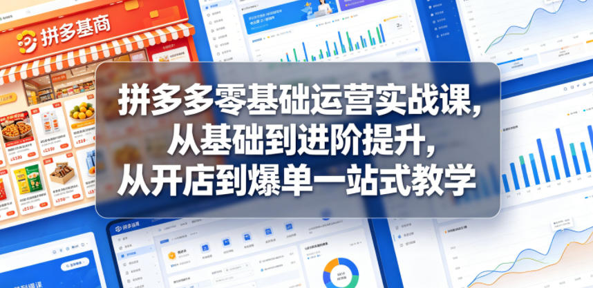 拼多多零基础运营实战课，从基础到进阶提升，从开店到爆单一站式教学-蜗牛学社