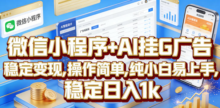 微信小程序+AI挂G广告,稳定变现,操作简单,纯小白易上手,稳定日入1k【揭秘】-蜗牛学社