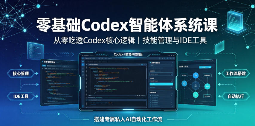零基础Codex智能体系统课｜从零吃透Codex核心逻辑、技能管理与IDE工具，搭建专属私人AI自动化工作流-冒泡网