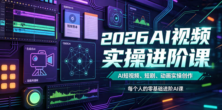 2026AI视频实操进阶课，AI短视频、短剧、动画实操创作，每个人的零基础进阶ai课-冒泡网