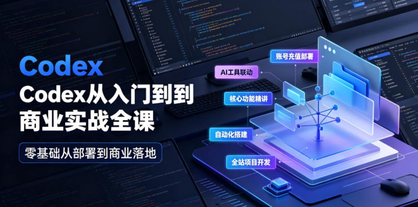 Codex从入门到商业实战全课｜账号充值部署、AI工具联动、核心功能精讲、自动化搭建、全站项目开发零基础教程-冒泡网
