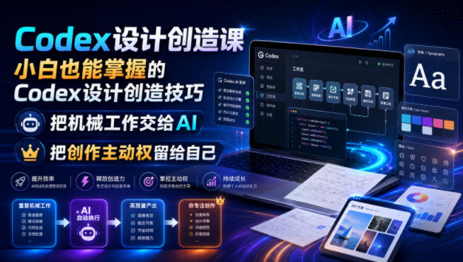 Codex设计创造课,小白也能掌握的Codex设计创造技巧,把机械工作交给AI,把创作主动权留给自己-冒泡网