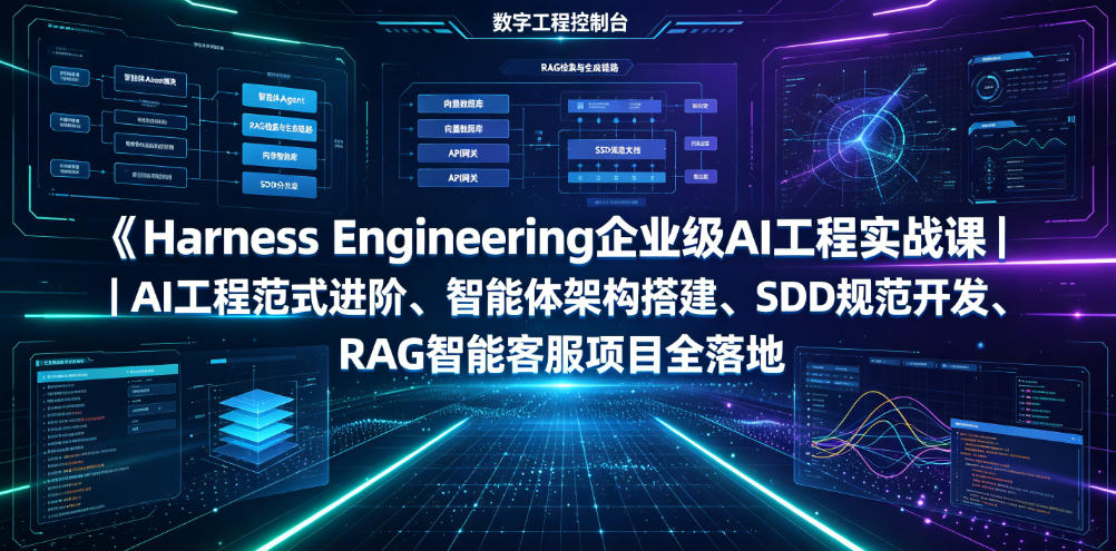 Harness Engineering企业级AI工程实战课|AI工程范式进阶、智能体架构搭建、SDD规范开发、RAG智能客服项目全落地-蜗牛学社