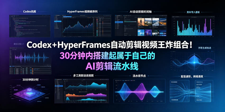 Codex＋HyperFrames自动剪辑视频王炸组合！30分钟内搭建起属于自己的AI剪辑流水线（完整版实操教程手册）-蜗牛学社