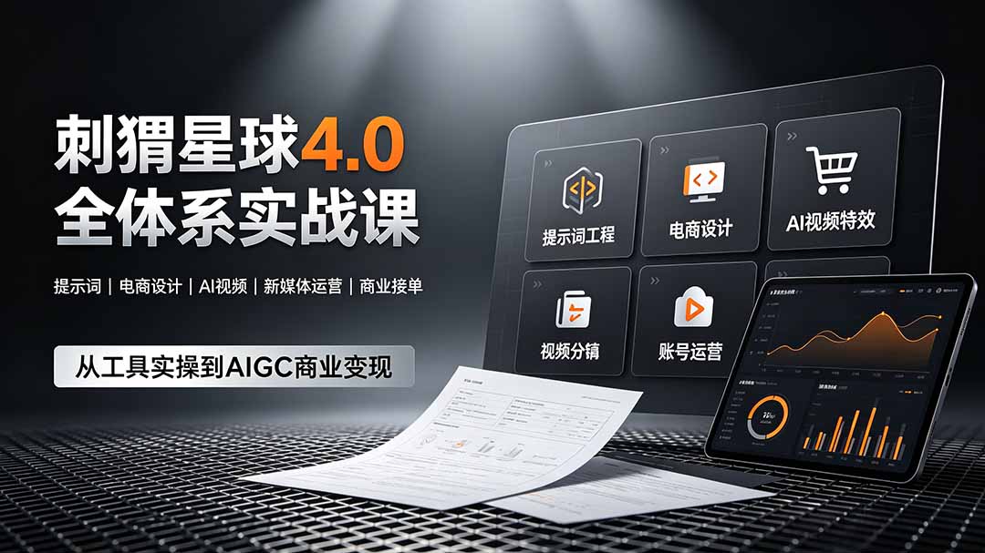 刺猬星球4.0全体系实战课,覆盖提示词工程、电商设计、AI视频特效与新媒体运营,一站式掌握AIGC商业核心技能-冒泡网