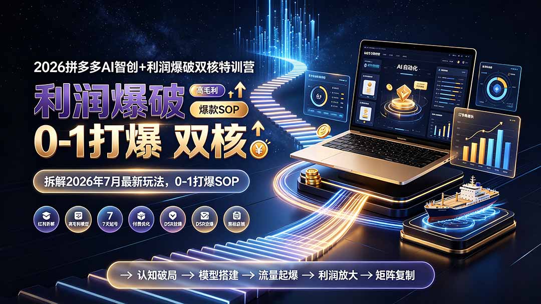 2026拼多多AI智创+利润爆破双核特训营-拆解2026年7月最新玩法,0-1打爆SOP-冒泡网