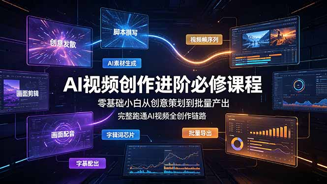 AI视频创作进阶必修课程：零基础小白从创意策划到批量产出，完整跑通AI视频全创作链路-冒泡网