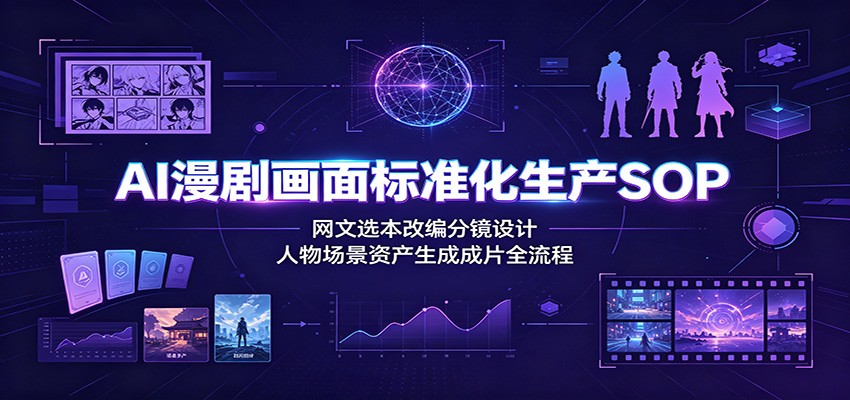 AI漫剧画面标准化生产SOP:网文选本改编分镜设计,人物场景资产生成成片全流程-冒泡网