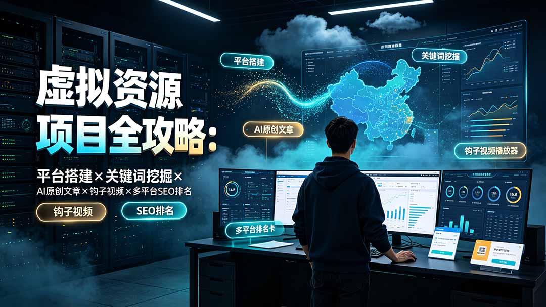 虚拟资源项目全攻略：平台搭建×关键词挖掘×AI原创文章×钩子视频×多平台SEO排名-冒泡网