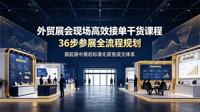 外贸展会现场高效接单干货课程,36步参展全流程规划,展前展中展后标准化获客成交体系-冒泡网