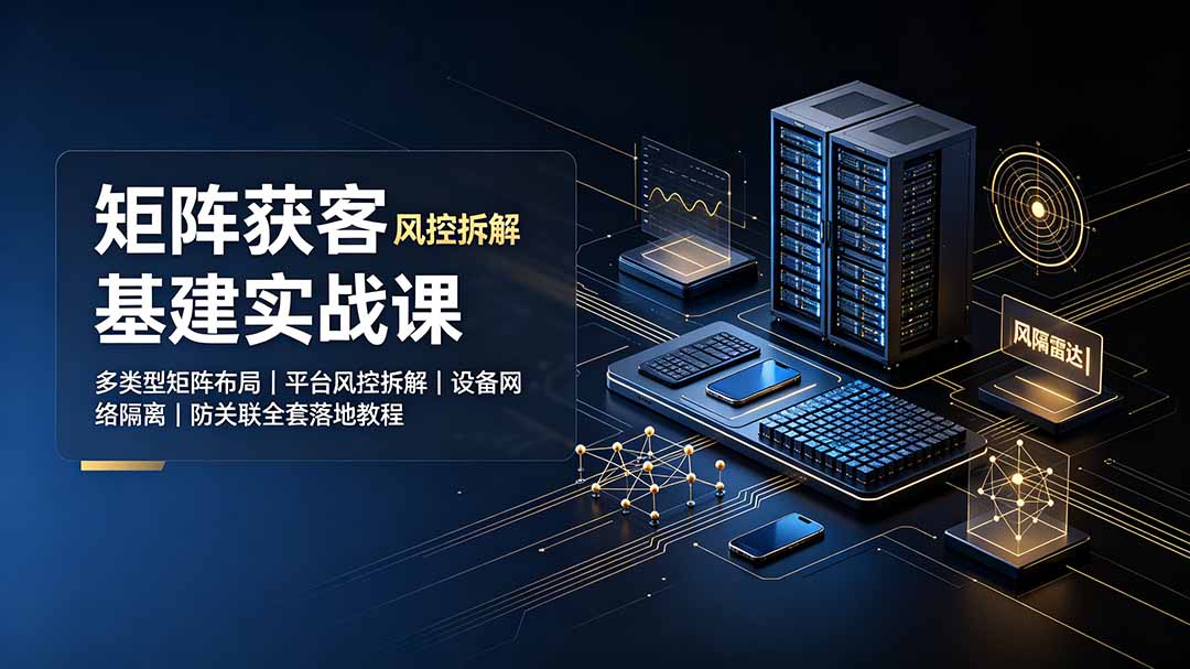 矩阵获客基建实战课：多类型矩阵布局｜平台风控拆解｜设备网络隔离｜防关联全套落地教程-冒泡网