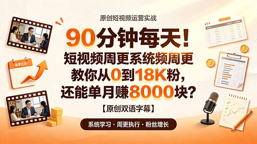 90 分钟每天!短视频周更系统教你从 0 到 18K 粉,还能单月赚 8000 块?【原创双语字幕】-冒泡网