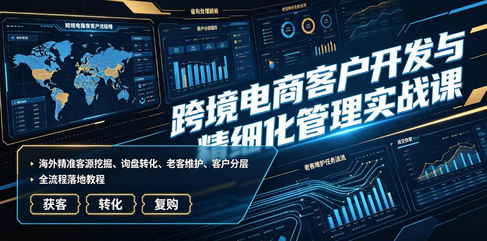 跨境电商客户开发与精细化管理实战课|海外精准客源挖掘、询盘转化、老客维护、客户分层全流程落地教程-冒泡网