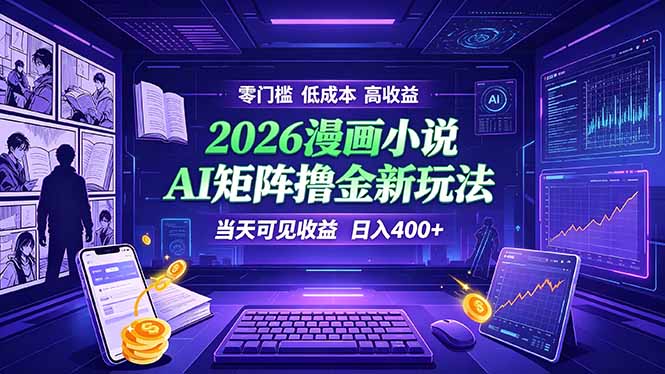 爆款小说漫画大阅读 ai矩阵操作 当天可见收益 日入400+ 零门槛 高收益-冒泡网