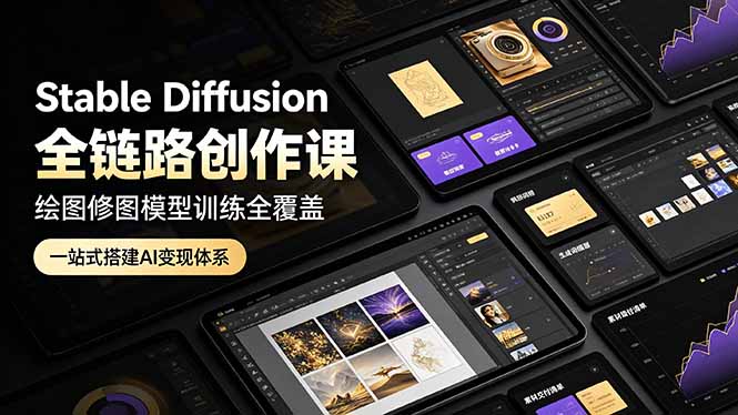Stable Diffusion全链路创作课,绘图修图模型训练全覆盖,一站式搭建AI变现体系-冒泡网