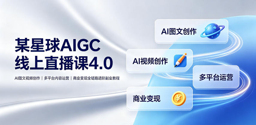 某星球AIGC线上直播课4.0|AI图文视频创作、多平台内容运营、商业变现全链路进阶副业教程-冒泡网