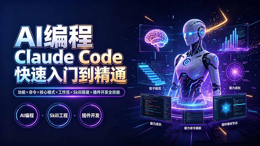 AI编程 Claude Code快速入门到精通:功能×命令×核心模式×工作流×Skill搭建×插件开发全技能-冒泡网