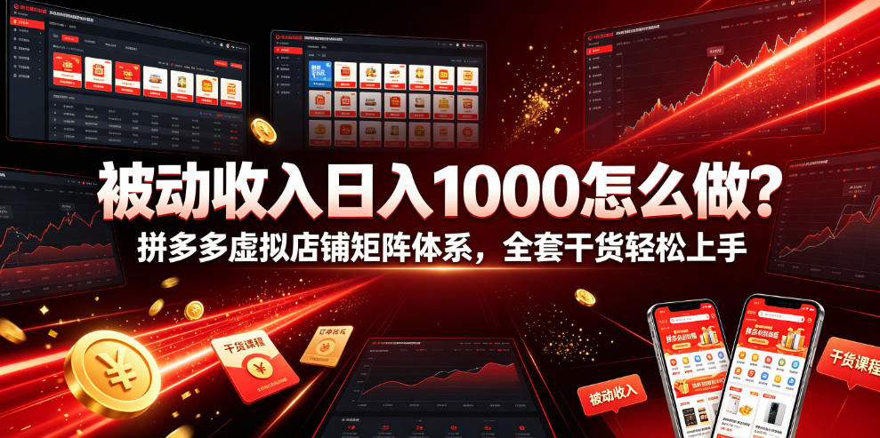 被动收入日入1000怎么做?拼多多虚拟店铺矩阵体系,全套干货轻松上手【揭秘】-蜗牛学社